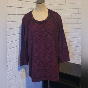 Christopher & Banks Women's Pullover Top - Plum/Black Space-Dye - Size XL